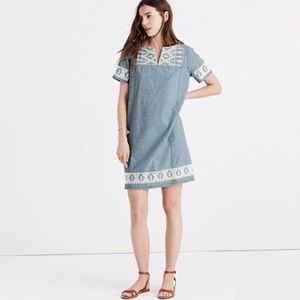 Madewell Denim Embroidered Shift Dress